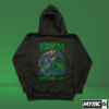 Mystic Six dark charcoal hoodie featuring a vibrant green and blue Venom design with the "Venom" logo at the top and "Mystic Six" branding below.